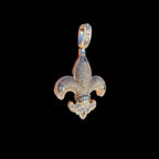 Fleur De Lis 14K White Gold Plated Iced Out Pendant