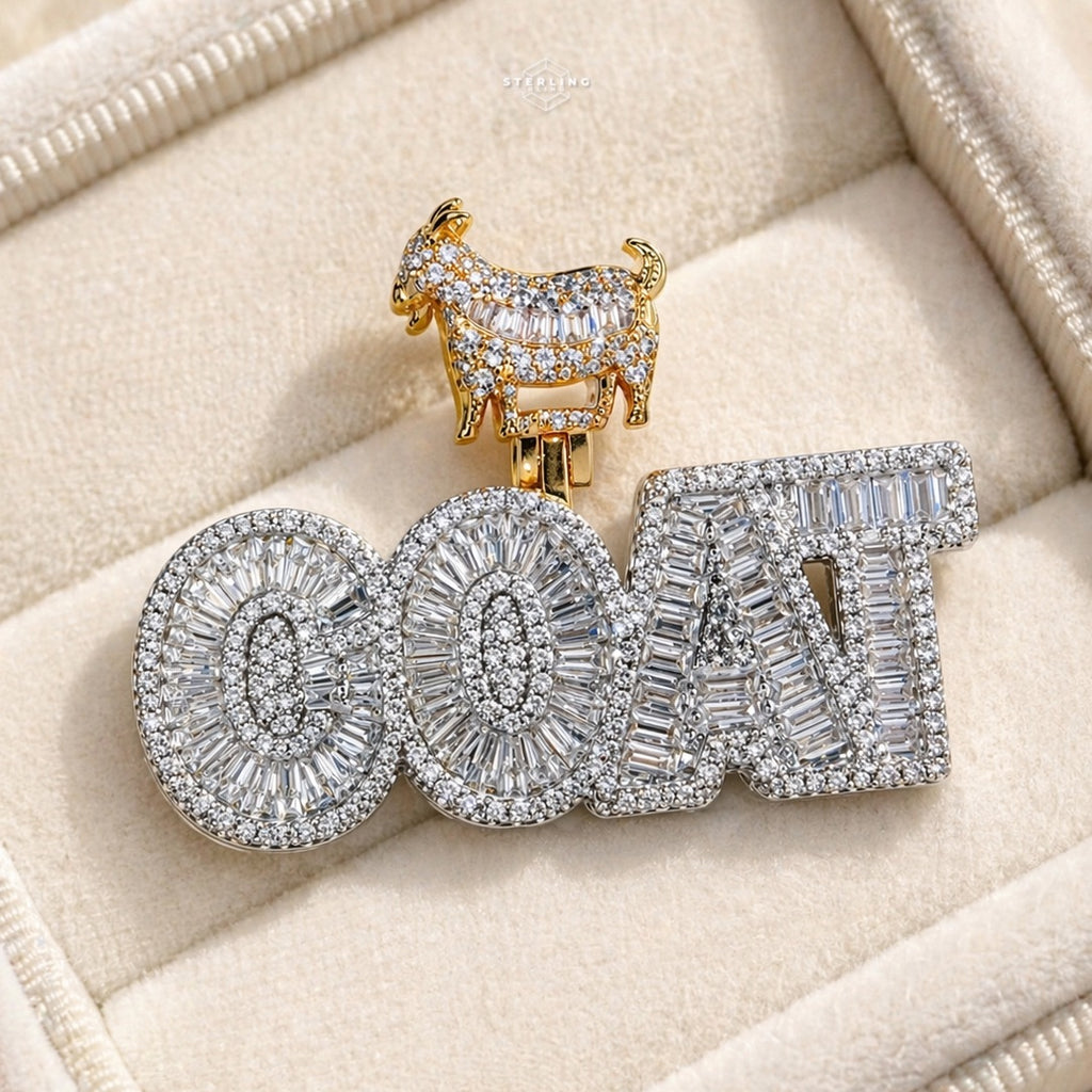 14K Gold Plated Iced Out “GOAT” Pendant | Bold Hip Hop Pendant with Free Chain