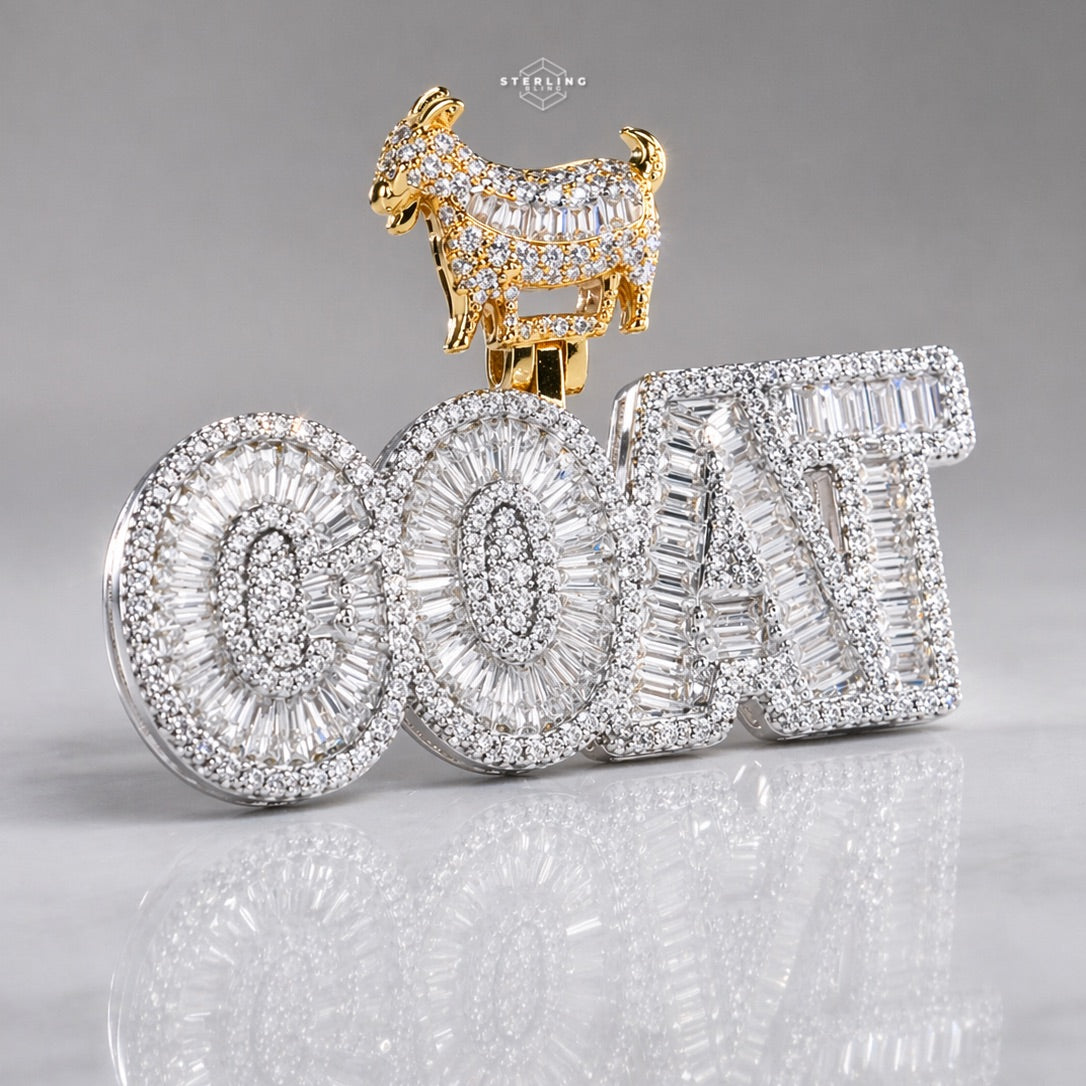 14K Gold Plated Iced Out “GOAT” Pendant | Bold Hip Hop Pendant with Free Chain