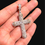 Moissanite Princess Cut Cross Pendant, 925 Silver Iced Out Hip Hop Necklace, GRA Certified w 24" Chain