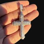 Moissanite Princess Cut Cross Pendant, 925 Silver Iced Out Hip Hop Necklace, GRA Certified w 24" Chain