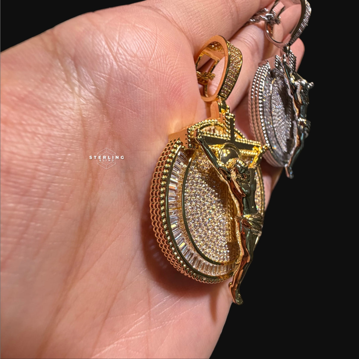 Iced Out Jesus Crucifix Medallion - 14k Gold Plated CZ