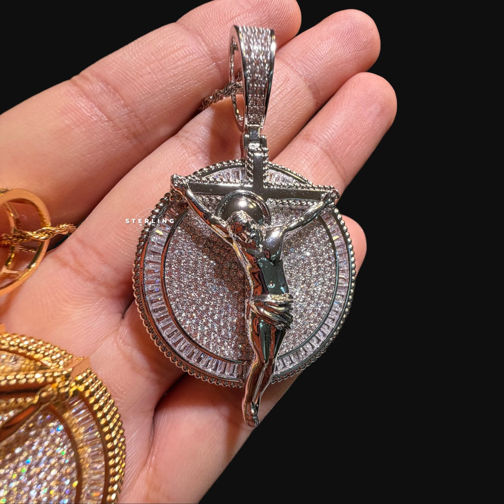 Iced Out Jesus Crucifix Medallion - 14k Gold Plated CZ