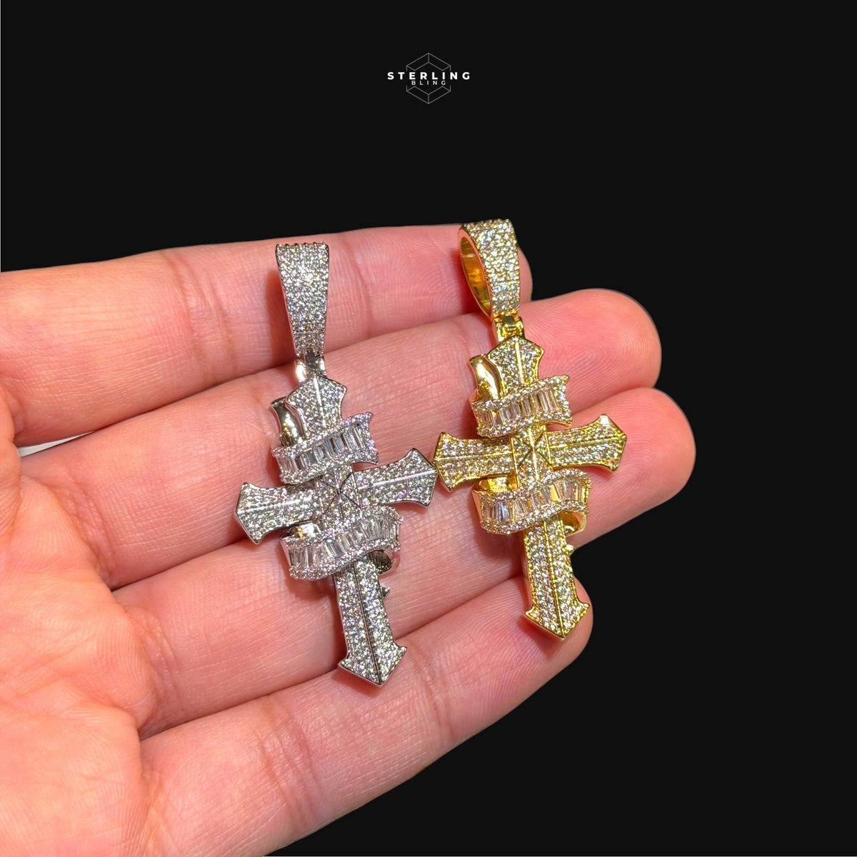 Baguette Iced Out Cross Pendant