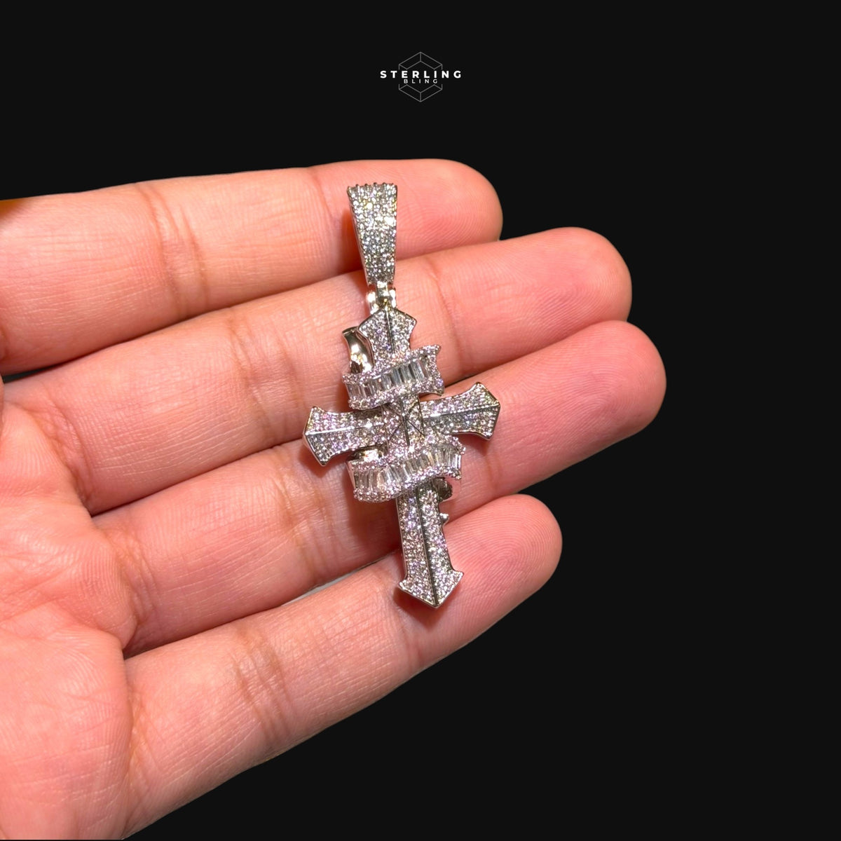 Baguette Iced Out Cross Pendant