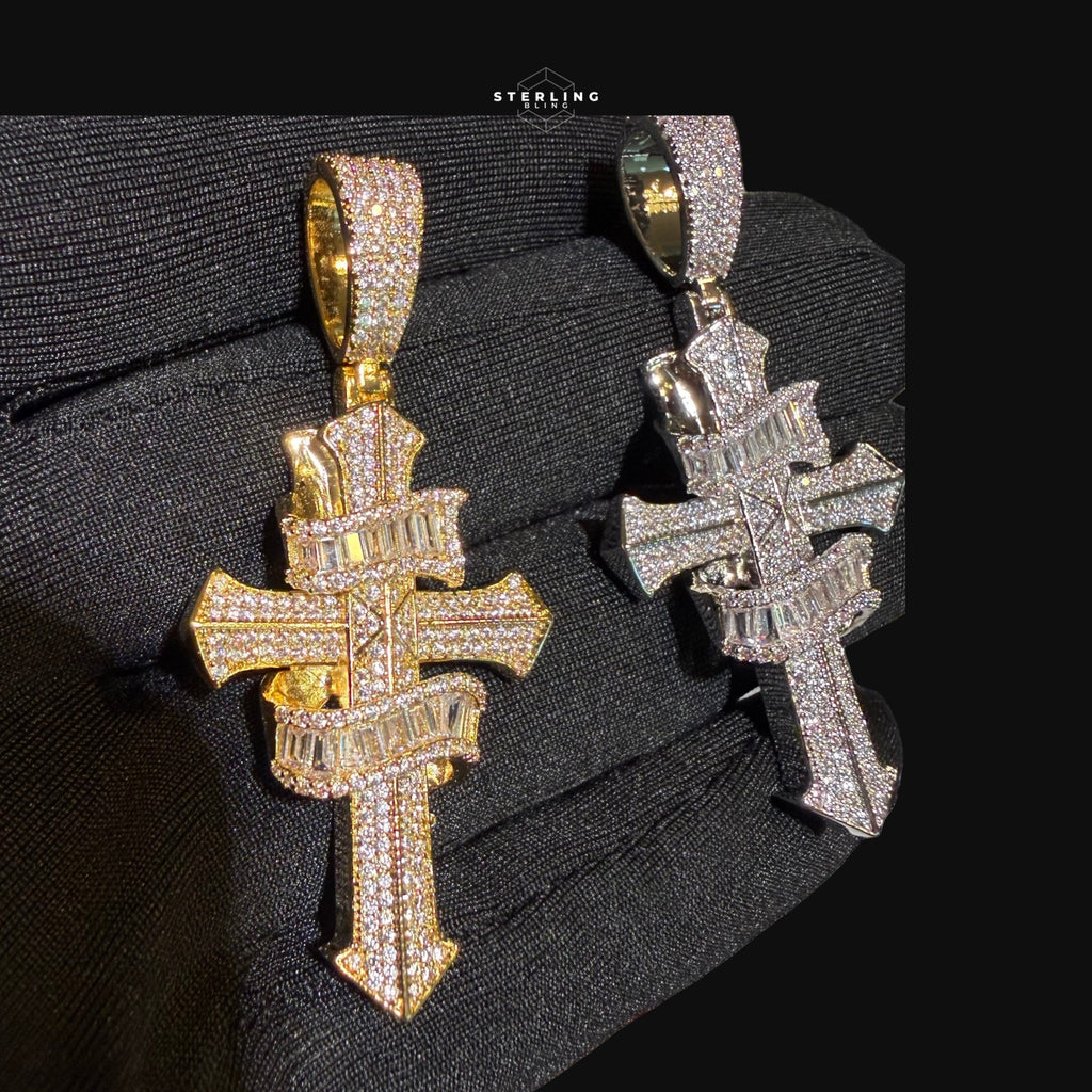 Baguette Iced Out Cross Pendant