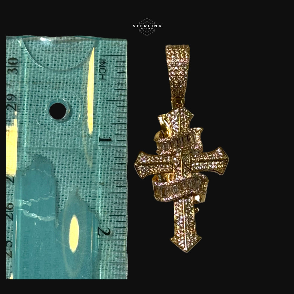 Baguette Iced Out Cross Pendant