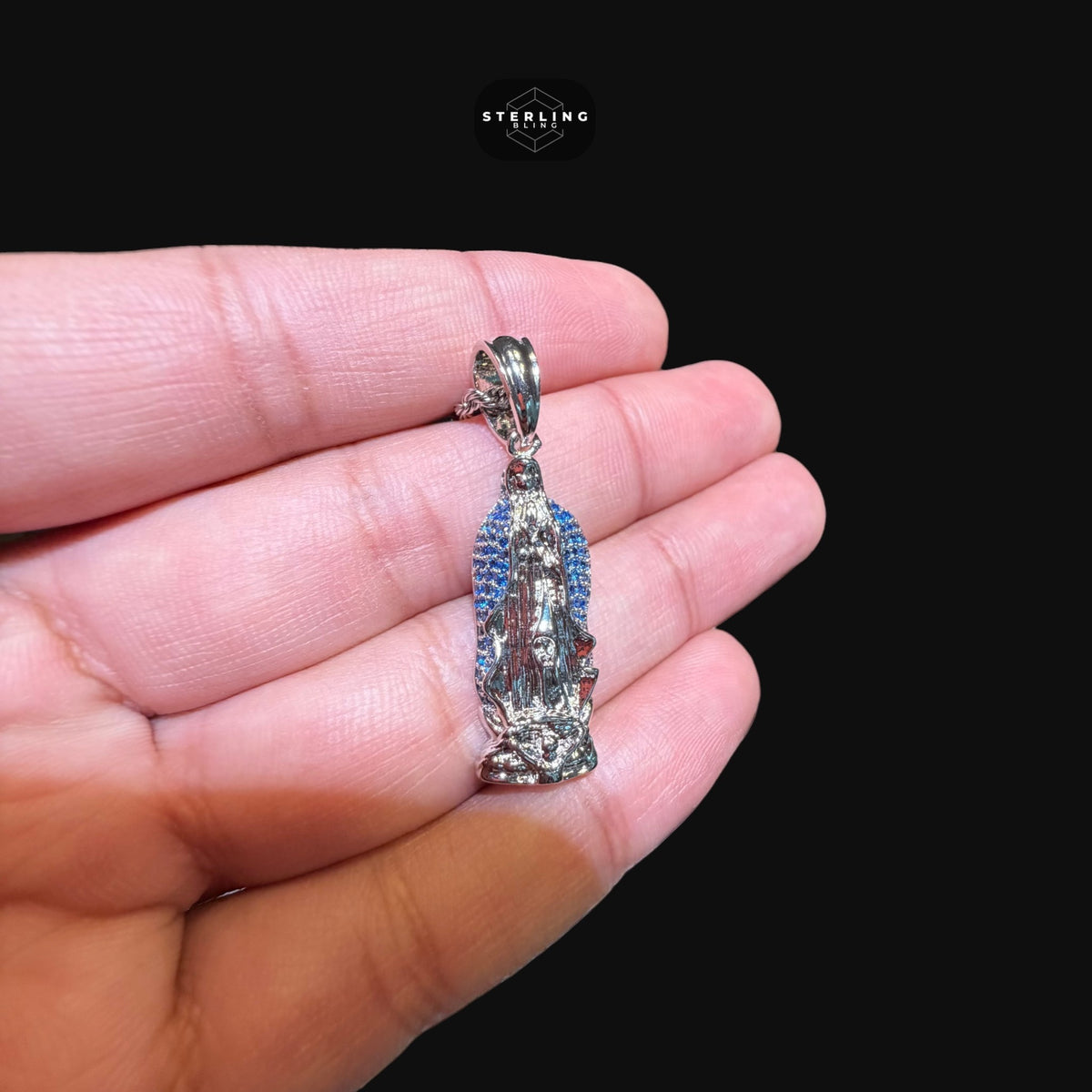 Small Iced Out Virgin Mary Pendant