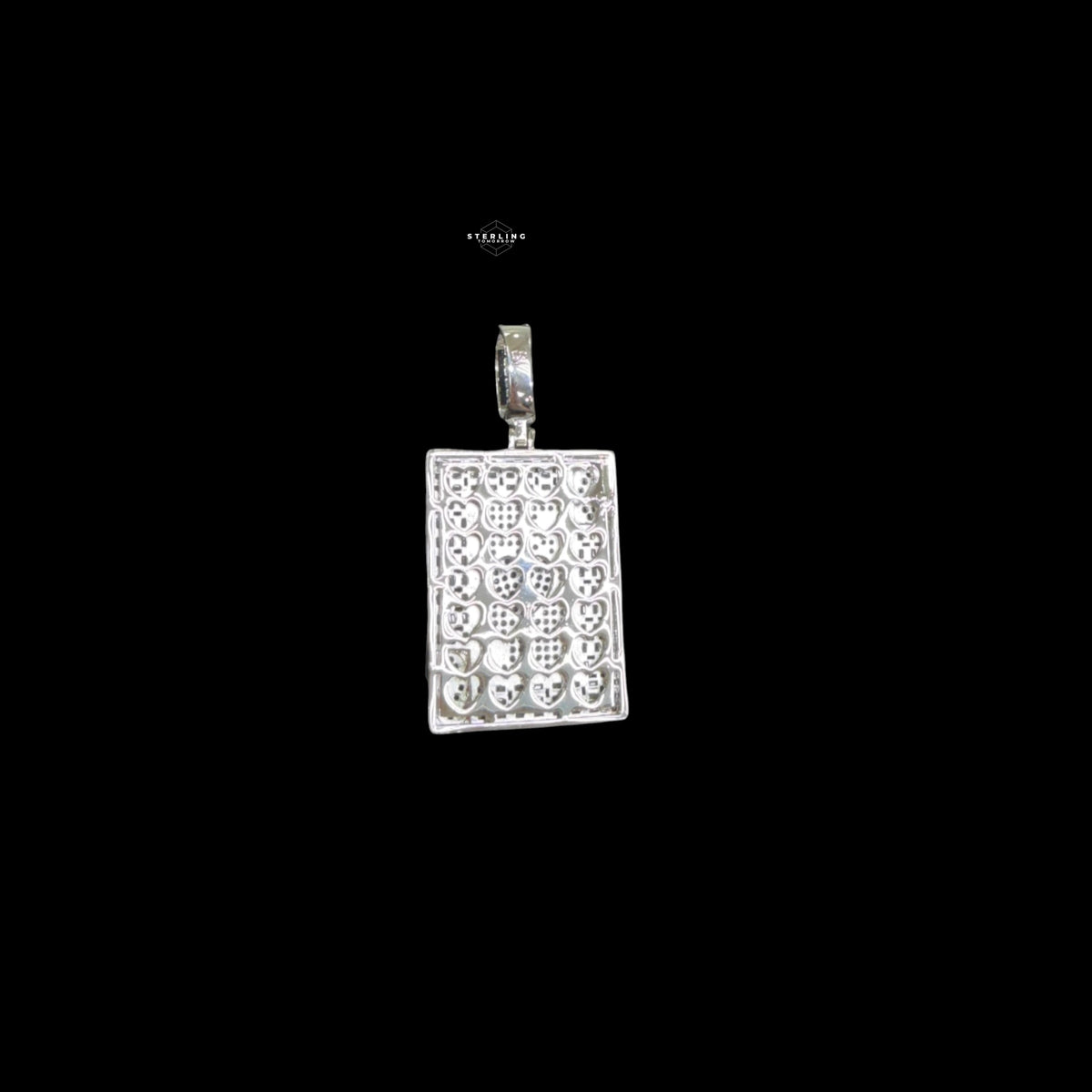 Ace of Hearts Card Pendant | 14K White Gold Plated Blue Heart CZ Playing Card Necklace, Iced Out Hip Hop Pendant with Free Rope Chain