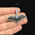 Iced Out Bat Pendant Necklace Black White CZ Gothic Animal Charm Hip Hop Jewelry with Free Chain