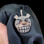 14k White Gold Plated Bulldog Pendant Iced Out