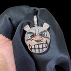 14k White Gold Plated Bulldog Pendant Iced Out