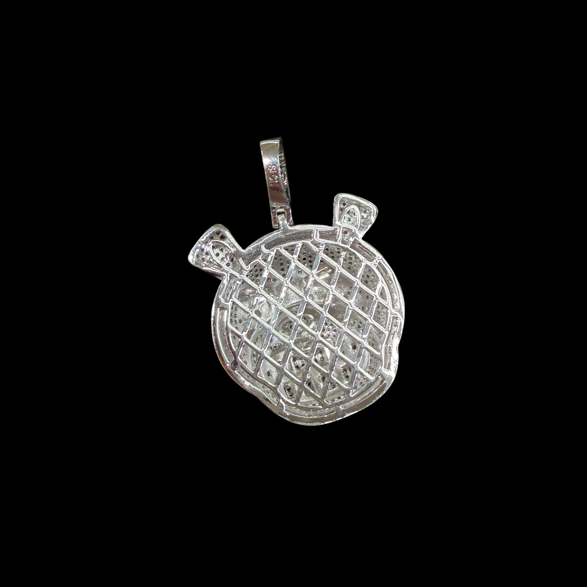 14k White Gold Plated Bulldog Pendant Iced Out