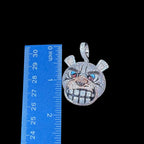 14k White Gold Plated Bulldog Pendant Iced Out