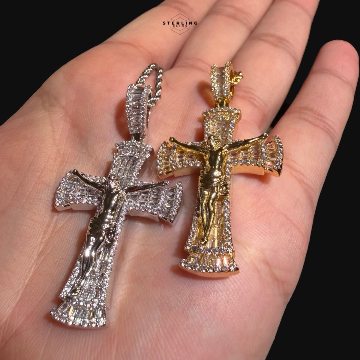 Iced Out Jesus Cross Crucifix Pendant
