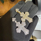 14k Gold Plated Iced Out Cross Pendant