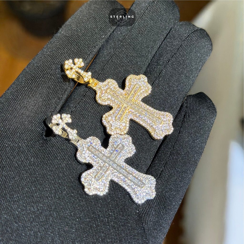14k Gold Plated Iced Out Cross Pendant