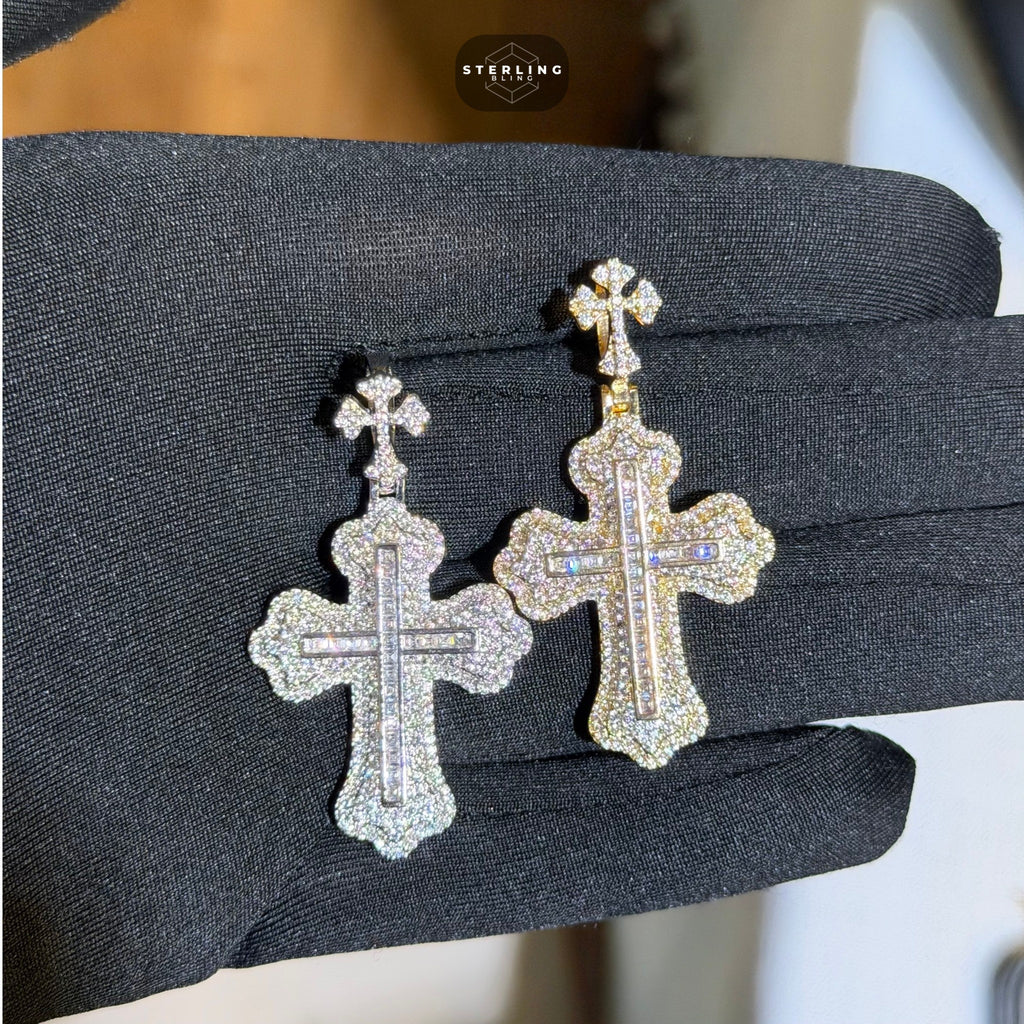 14k Gold Plated Iced Out Cross Pendant
