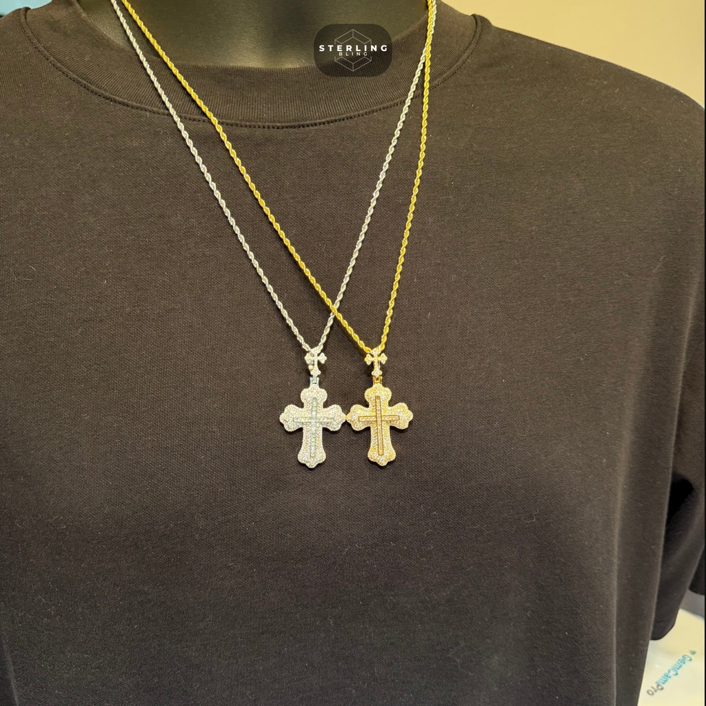 14k Gold Plated Iced Out Cross Pendant