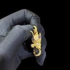 Iced Out Bee Pendant | 14K Gold Plated Bee Necklace, Black & Purple CZ Hip Hop Statement Pendant with Free Rope Chain