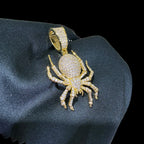 Gold Iced Out Spider Pendant, 14K Gold Plated CZ Diamond Spider Necklace, Hip Hop Animal Charm, Bling Jewelry for Men