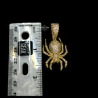 Gold Iced Out Spider Pendant, 14K Gold Plated CZ Diamond Spider Necklace, Hip Hop Animal Charm, Bling Jewelry for Men