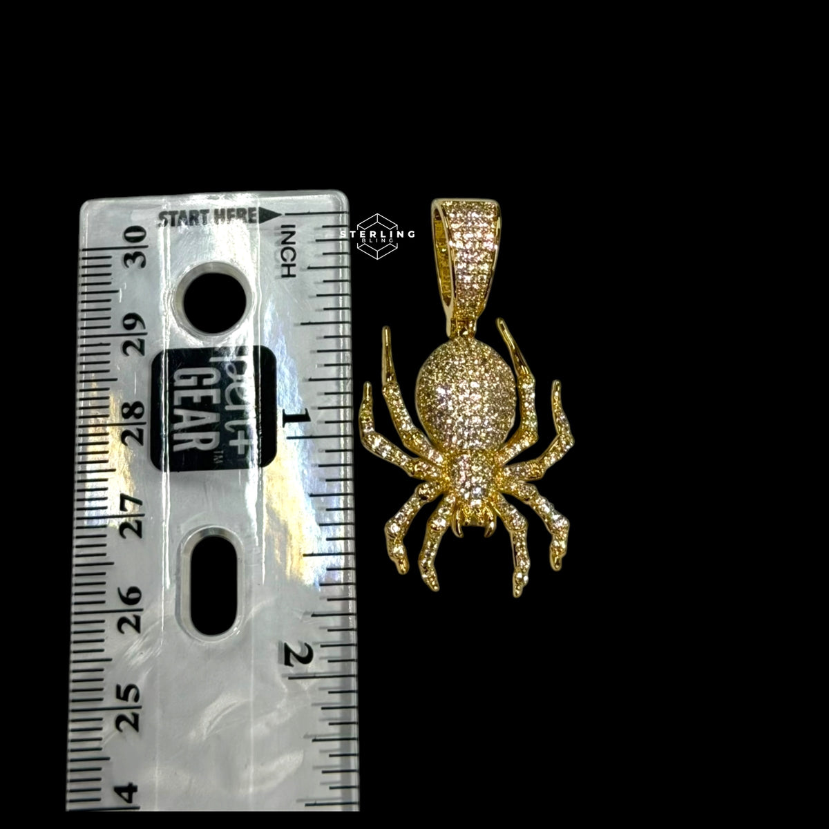 Gold Iced Out Spider Pendant, 14K Gold Plated CZ Diamond Spider Necklace, Hip Hop Animal Charm, Bling Jewelry for Men