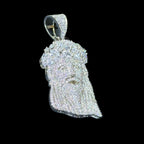 Iced Out Jesus Pendant, 14K White Gold Plated CZ Diamond Crown of Thorns, Mens Hip Hop Religious Jewelry