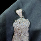 Iced Out Jesus Pendant, 14K White Gold Plated CZ Diamond Crown of Thorns, Mens Hip Hop Religious Jewelry