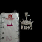 Gold Vermeil Iced Out King Crown Pendant, 925 Sterling Silver