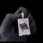 King Playing Card Pendant | 14K White Gold Plated Poker King CZ Hip Hop Necklace, Iced Out Card Pendant with Free Rope Chain