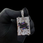 King Playing Card Pendant | 14K White Gold Plated Poker King CZ Hip Hop Necklace, Iced Out Card Pendant with Free Rope Chain