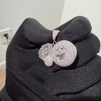 Iced Out Money Face Pendant, Solid 925 Sterling Silver VVS CZ Diamond Cash Fan Necklace, Hip Hop Jewelry, 22 Inch Rope Chain