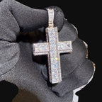 Iced Out Sides Princess Cut Cross Pendant