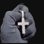 Moissanite Tennis Cross Iced Out Sides Pendant