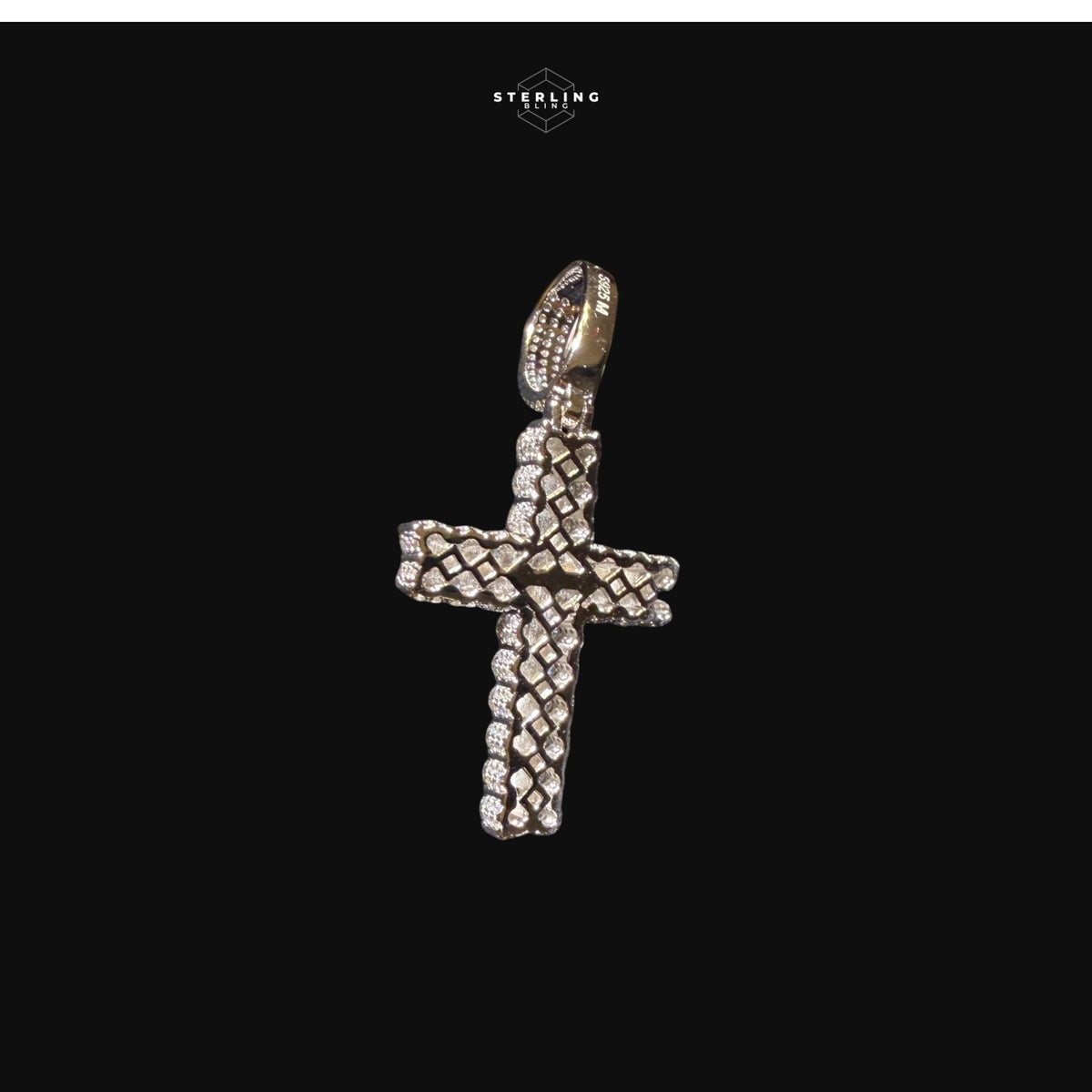 Moissanite Tennis Cross Iced Out Sides Pendant