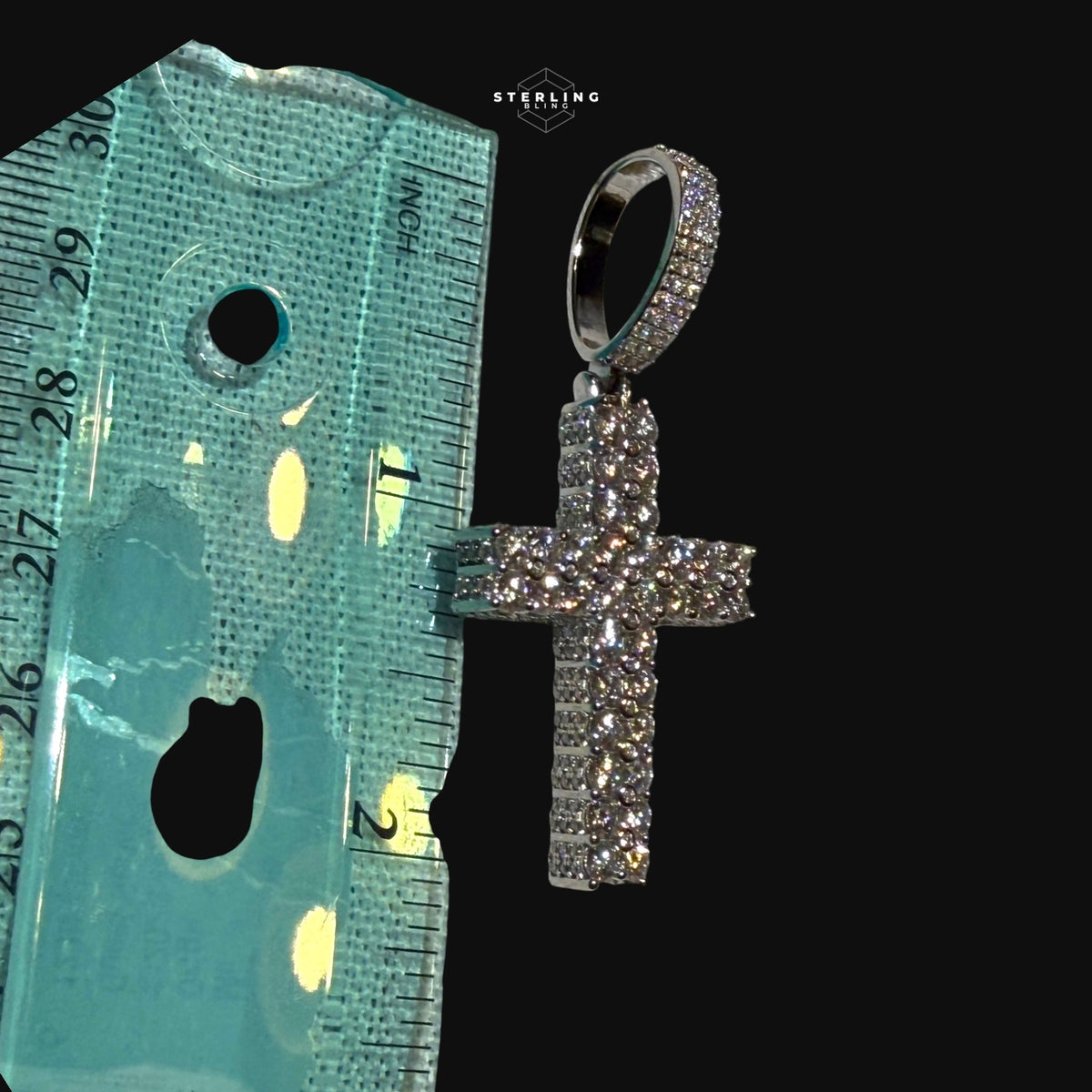 Moissanite Tennis Cross Iced Out Sides Pendant