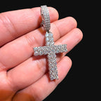 Moissanite Tennis Cross Iced Out Sides Pendant