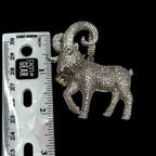 Big Iced Out Goat Pendant, 14K White Gold Plated CZ Diamond Goat Necklace, Mens Hip Hop Jewelry