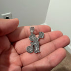 Iced Out Money Man Pendant, Solid 925 Sterling Silver VVS CZ Diamond Cash Bag Necklace, Hip Hop Jewelry, 22 Inch Rope Chain