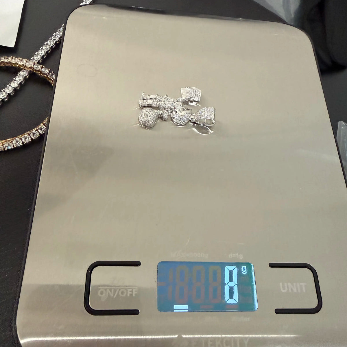Iced Out Money Man Pendant, Solid 925 Sterling Silver VVS CZ Diamond Cash Bag Necklace, Hip Hop Jewelry, 22 Inch Rope Chain