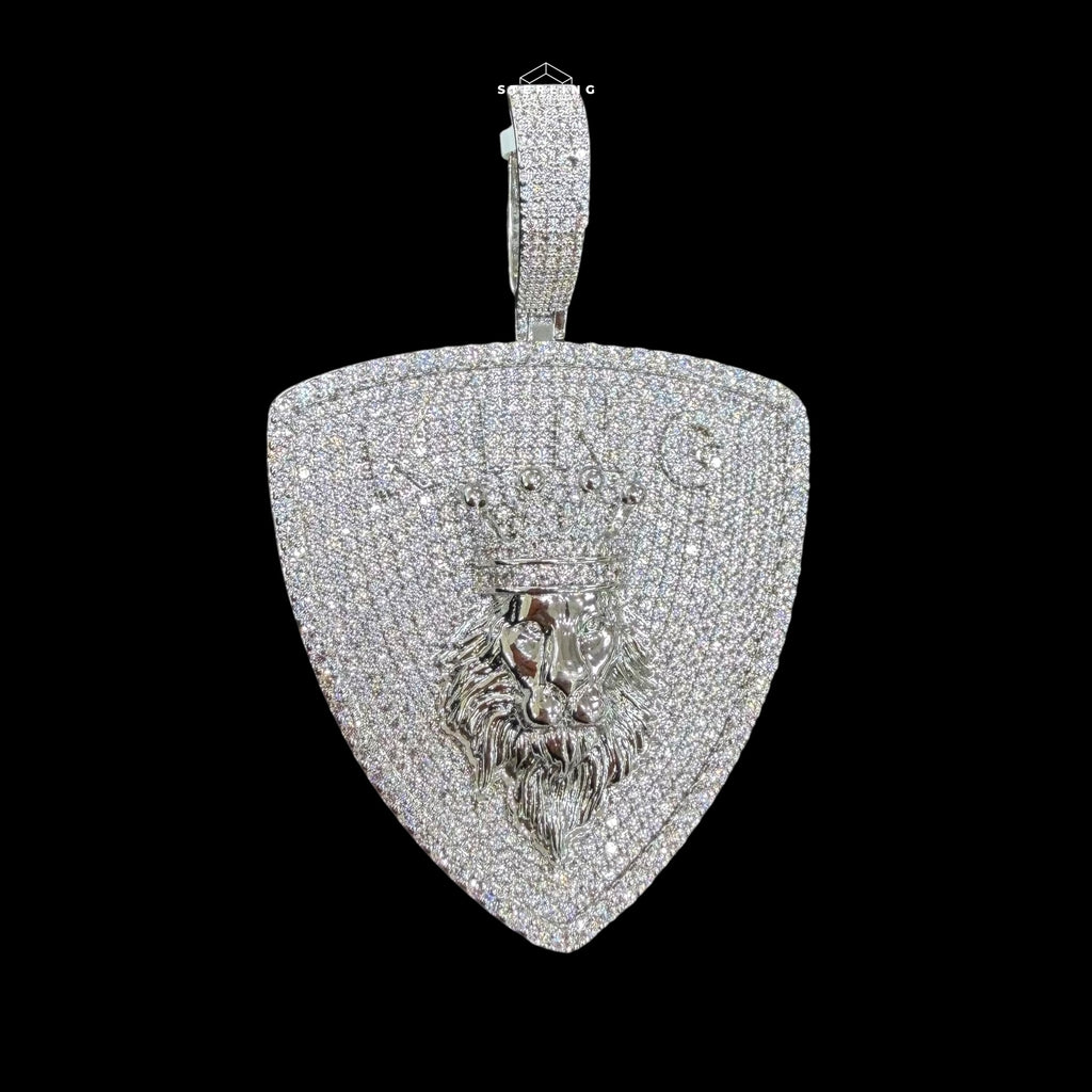 Silver King Lion Shield Pendant