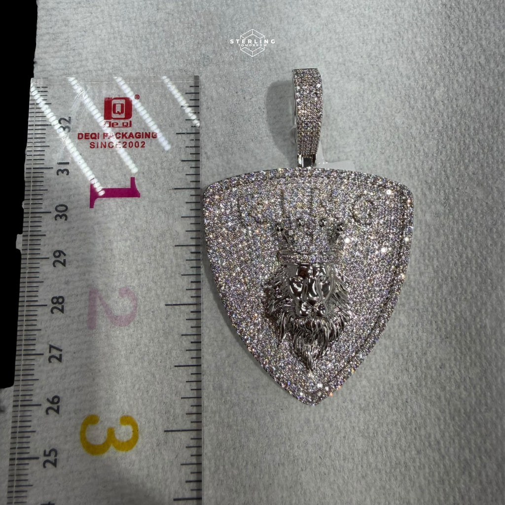 Silver King Lion Shield Pendant