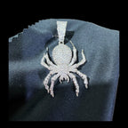 Silver Iced Out Spider Pendant, CZ Diamond Spider Necklace for Men, Hip Hop Animal Charm