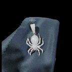 Silver Iced Out Spider Pendant, CZ Diamond Spider Necklace for Men, Hip Hop Animal Charm