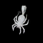 Silver Iced Out Spider Pendant, CZ Diamond Spider Necklace for Men, Hip Hop Animal Charm