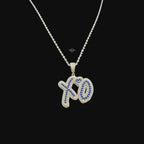 XO Iced Out Pendant + AntiTarnish Steel Rope Chain