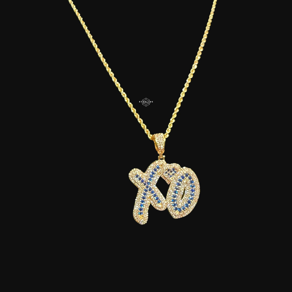 XO Iced Out Pendant + AntiTarnish Steel Rope Chain
