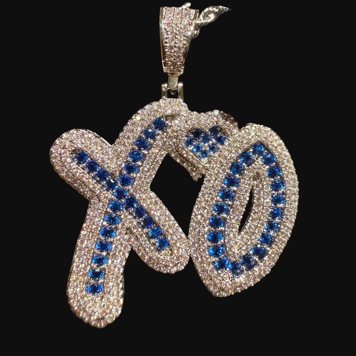 XO Iced Out Pendant + AntiTarnish Steel Rope Chain
