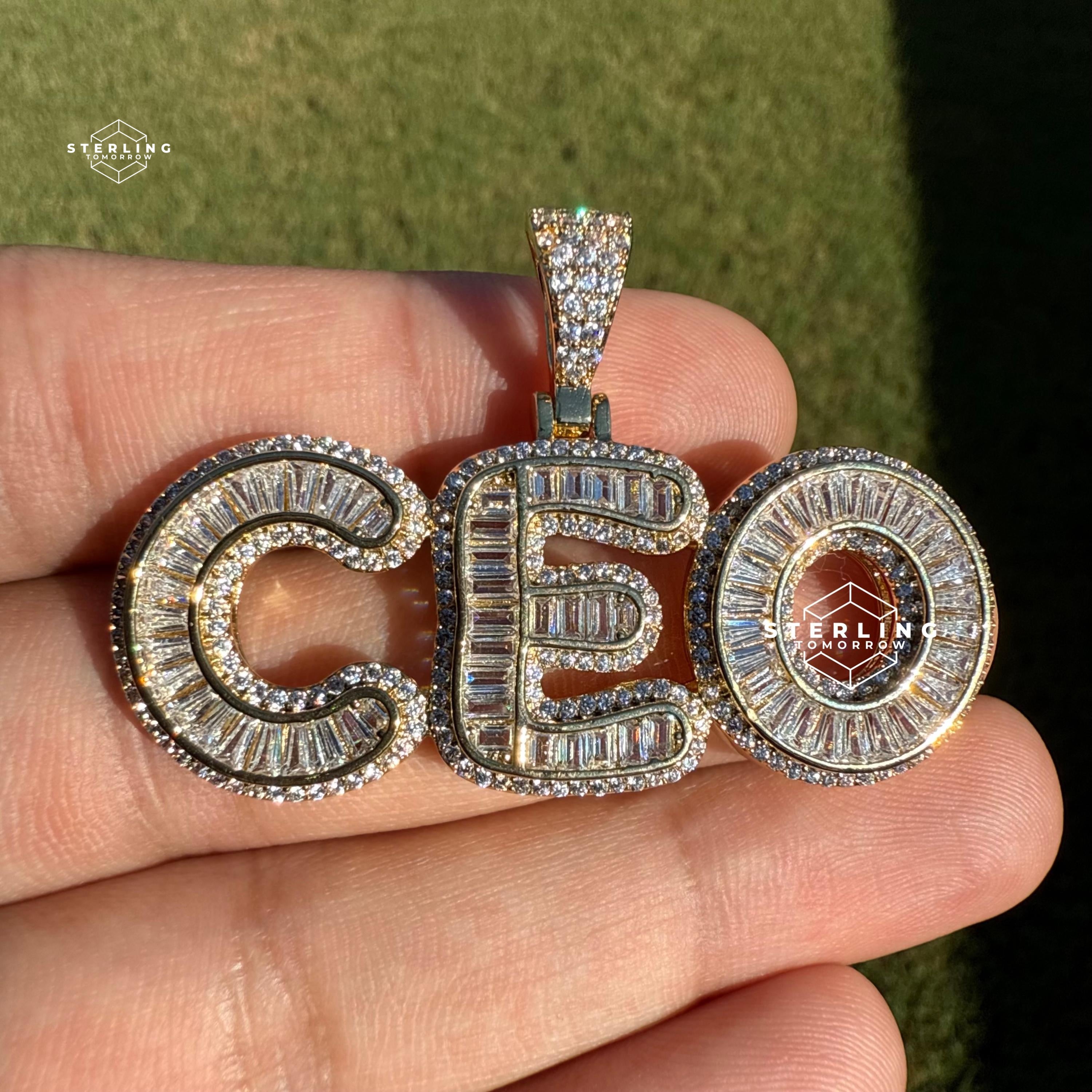 CEO Baguette Gold Tone Pendant